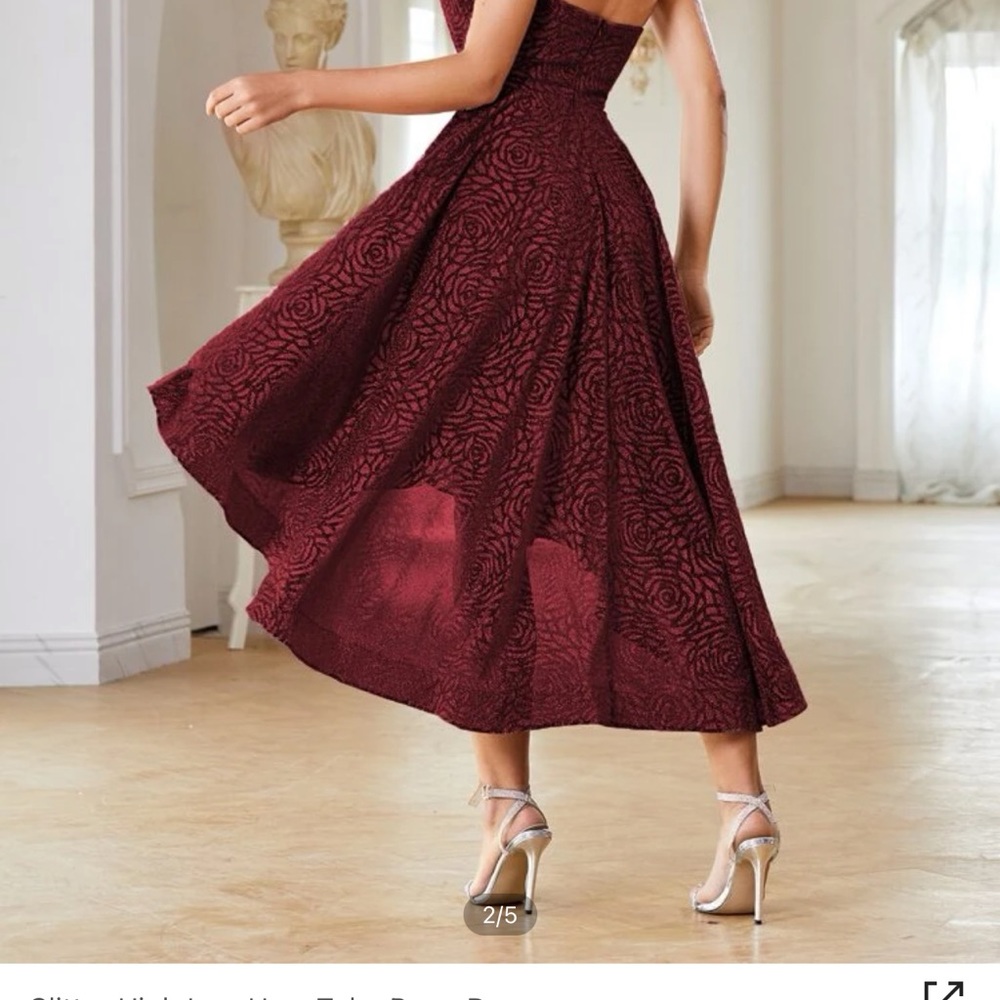 High low hem tube burgandy dress